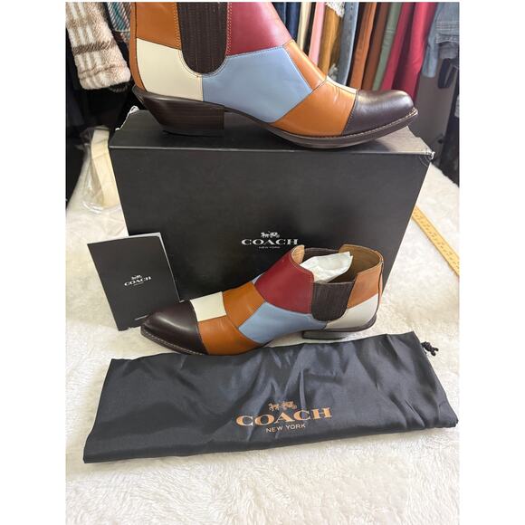 Coach Patchwork Bandit Bootie Leather Womens New in Box Size 9.5 - Picture 1 of 8